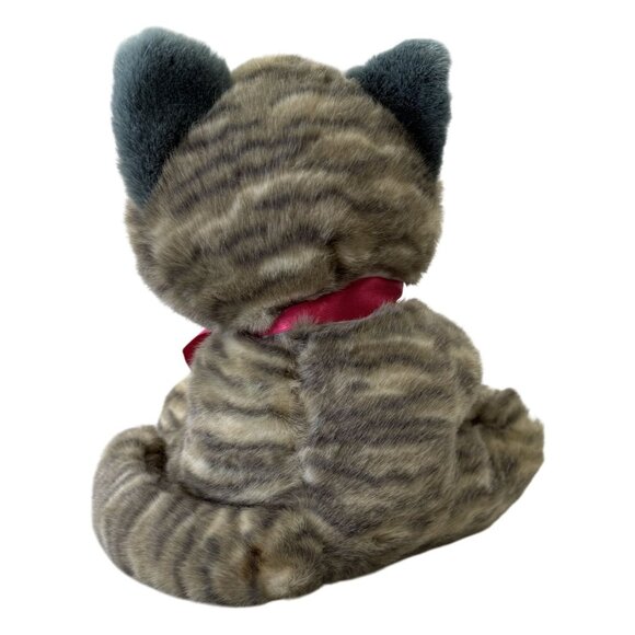 MTY INTL Adorable Plush Sitting Tabby Cat Toy With Red Bow Yarn Ball Soft Gift - Picture 4 of 6